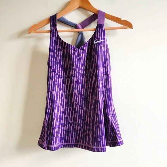 Nike PRINTED KNIT TANK TENNIS PURPLE WOMENS SIZE S ATHLETIC‎ RACERBACK - Picture 1 of 5